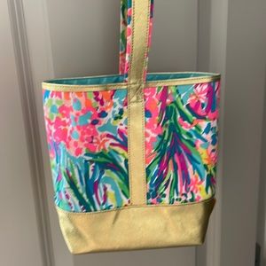 Lilly Pulitzer Wine Caddy Fan Sea Pants Canvas Tote Bag